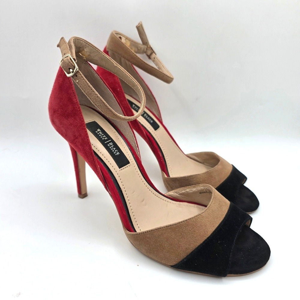 White House‎ Black Market Womens Colorblock Suede Ankle Strap Heels 7M